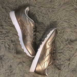 Gold Reebok Classic Sneakers